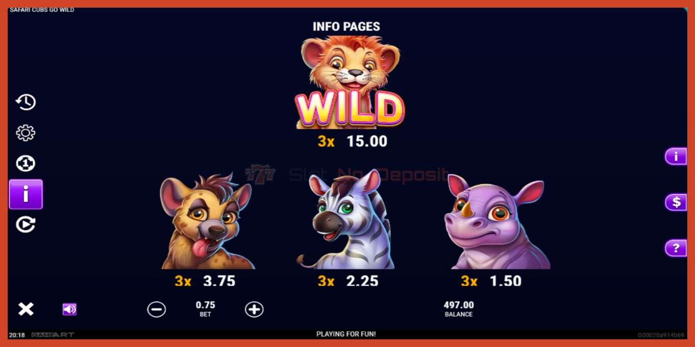 Slot screenshot: Safari Cubs Go Wild no deposit, number - 5