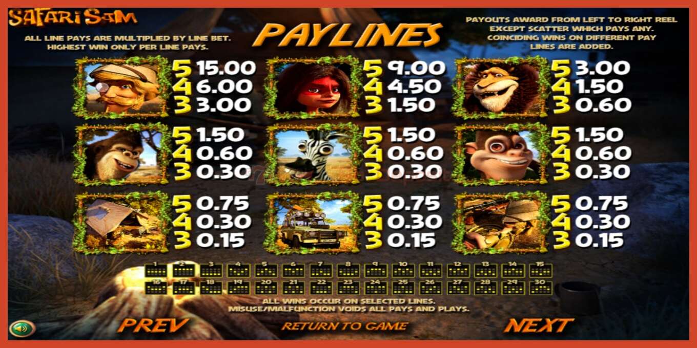 Slot screenshot: Safari Sam no deposit, number - 5