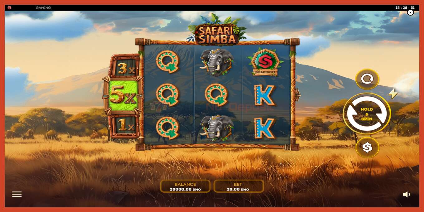 Slot skärmdump: Safari Simba ingen insättning, antal - 1