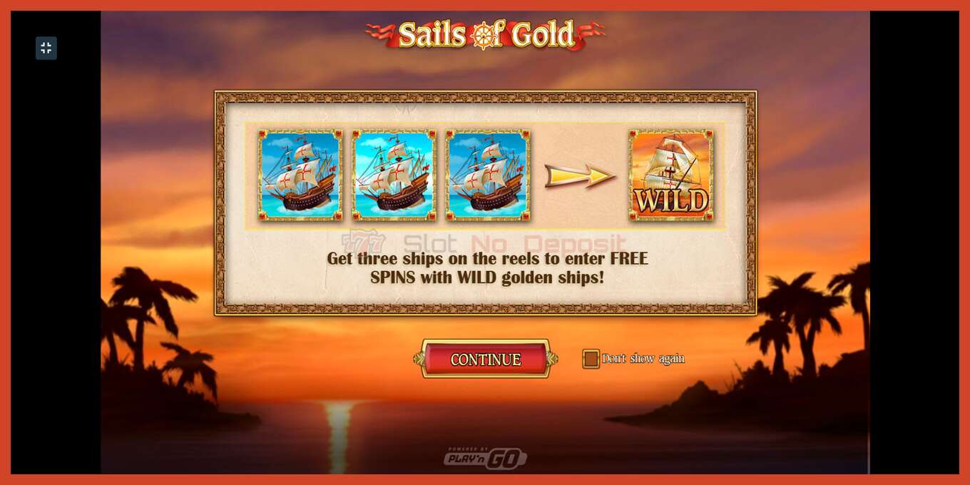 צילום מסך של חריץ: Sails of Gold ללא פיקדון, מִספָּר - 1