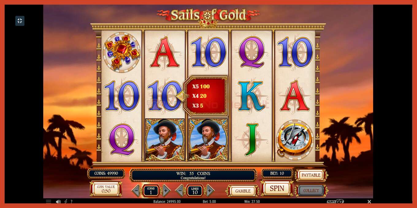 Slot screenshot: Sails of Gold no deposit, number - 4