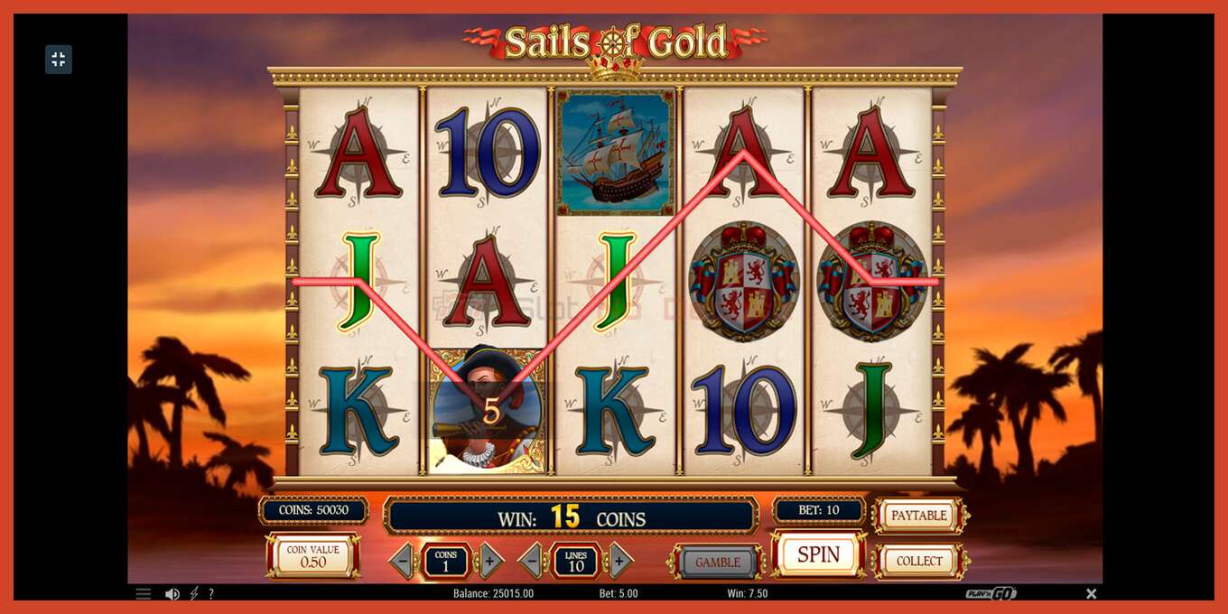 Slot screenshot: Sails of Gold no deposit, number - 6