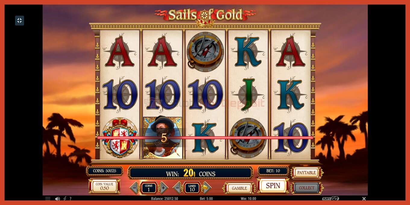 Slot screenshot: Sails of Gold no deposit, number - 8