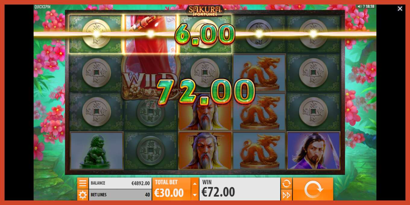 Slot скриншоту: Sakura Fortune депозит жок, саны - 3