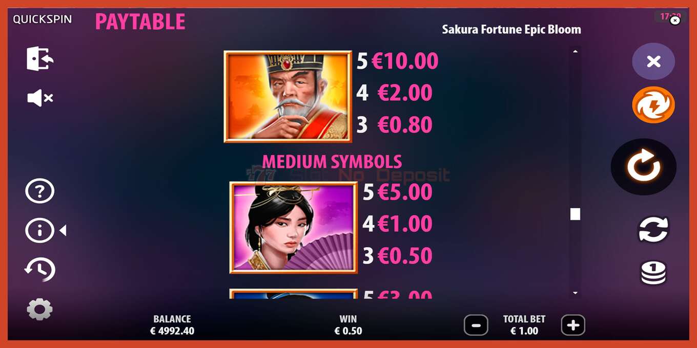 Slota ekrānuzņēmums: Sakura Fortune Epic Bloom nav depozīta, numuru - 6