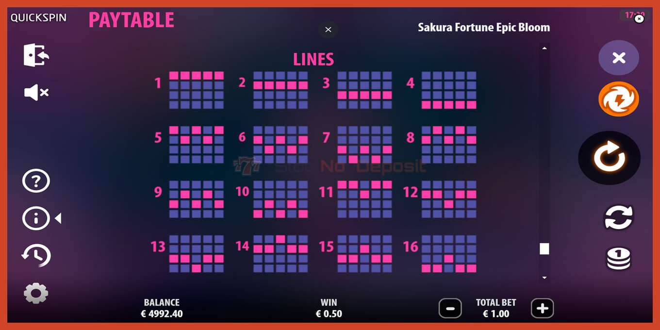 Slota ekrānuzņēmums: Sakura Fortune Epic Bloom nav depozīta, numuru - 7