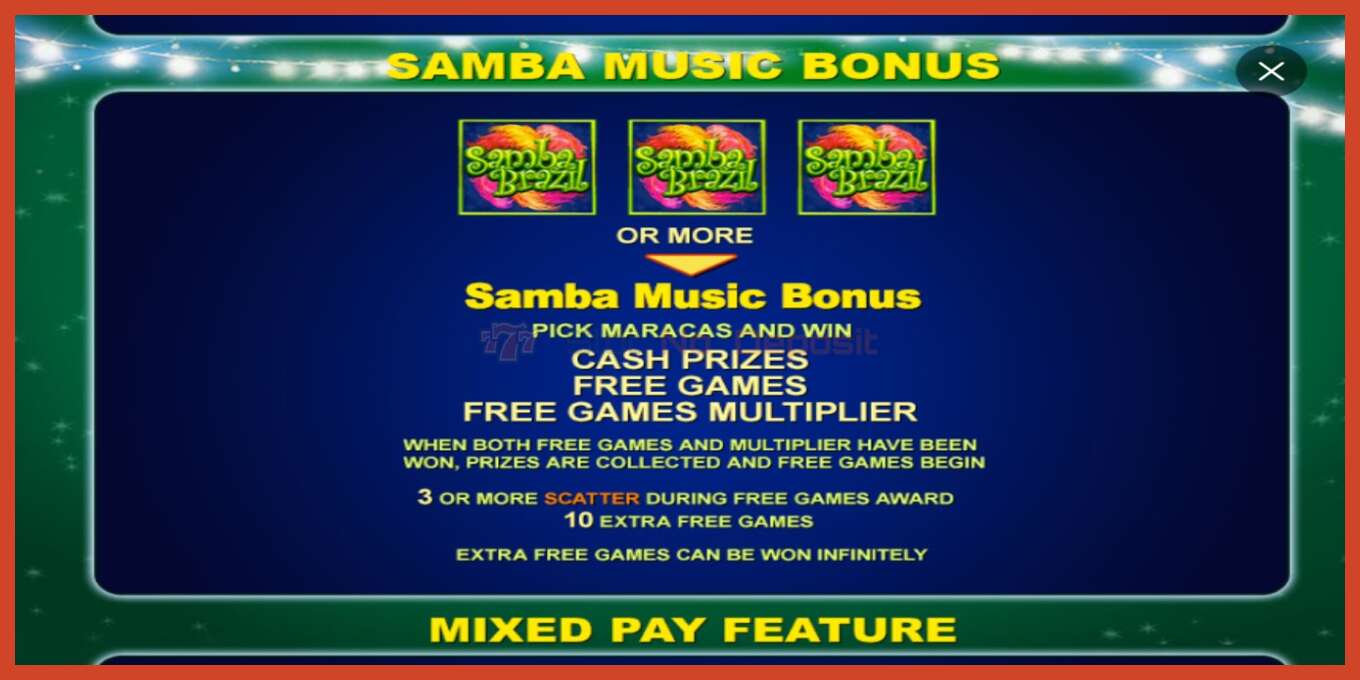 Slot screenshot: Samba Brazil bez depozita, broj - 4