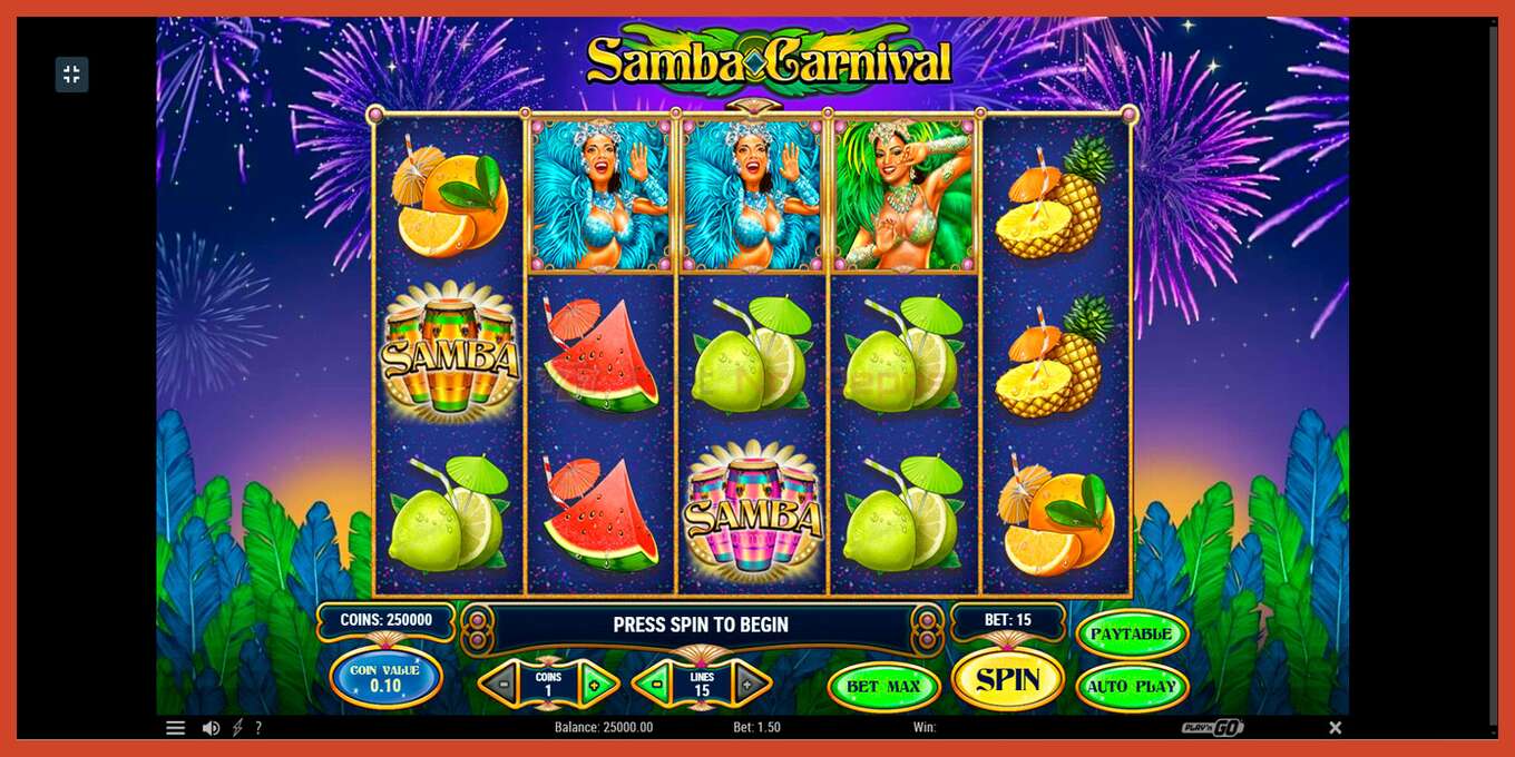 Slot screenshot: Samba Carnival no deposit, number - 1