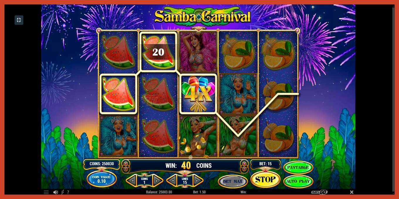 Slot screenshot: Samba Carnival no deposit, number - 3