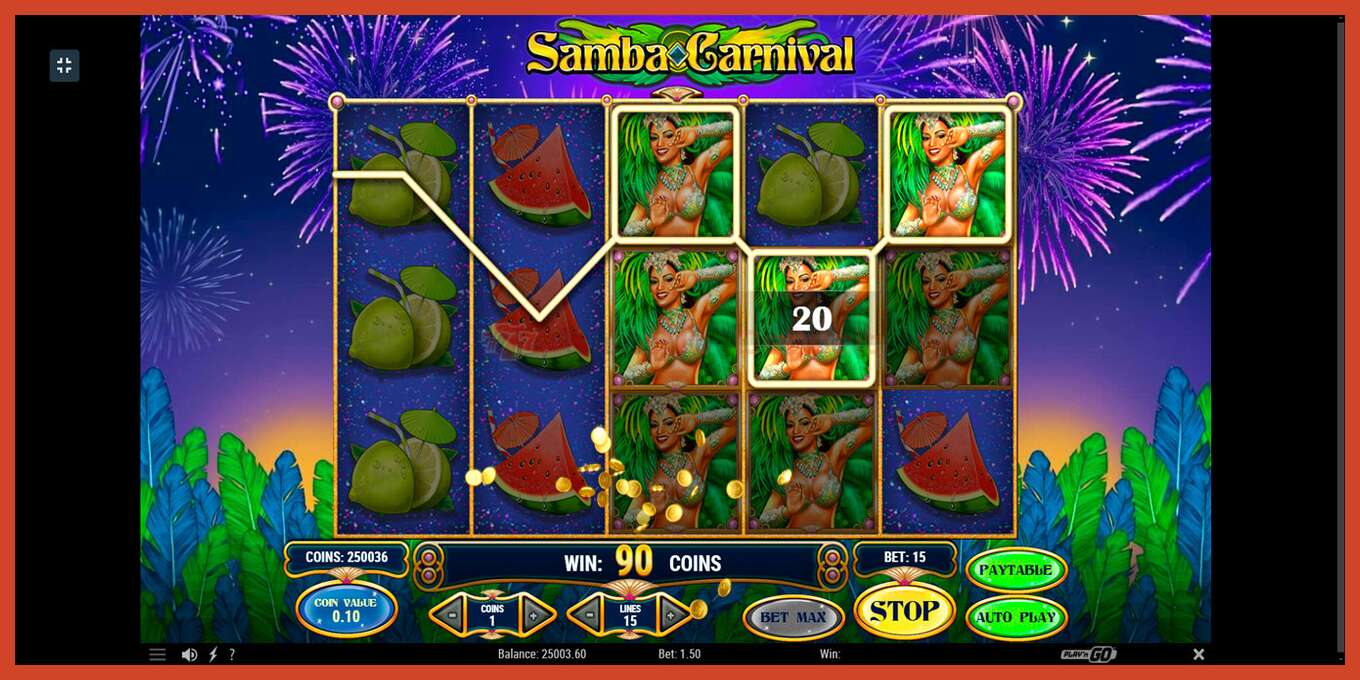 Slot screenshot: Samba Carnival no deposit, number - 5