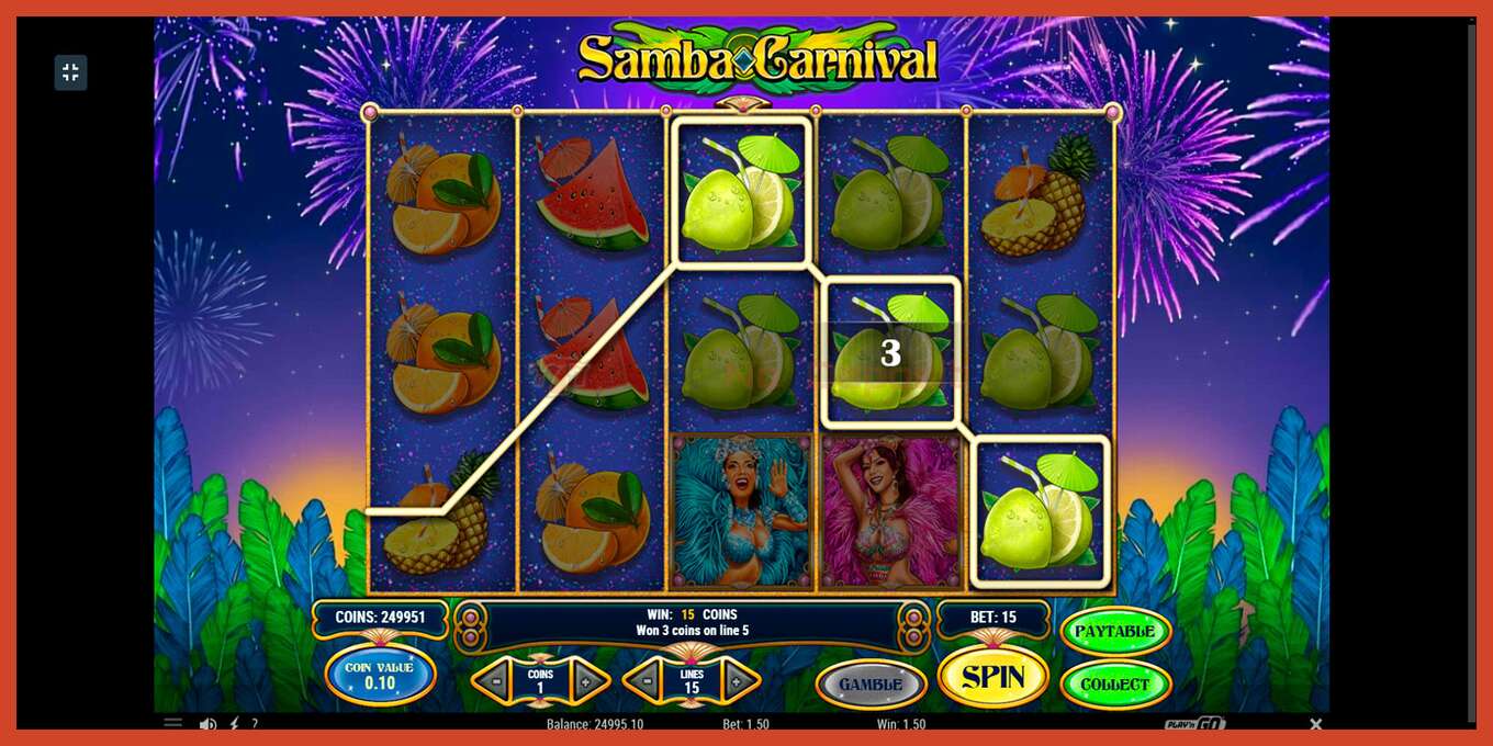 Slot screenshot: Samba Carnival no deposit, number - 7