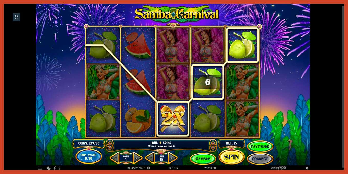 Slot screenshot: Samba Carnival no deposit, number - 8