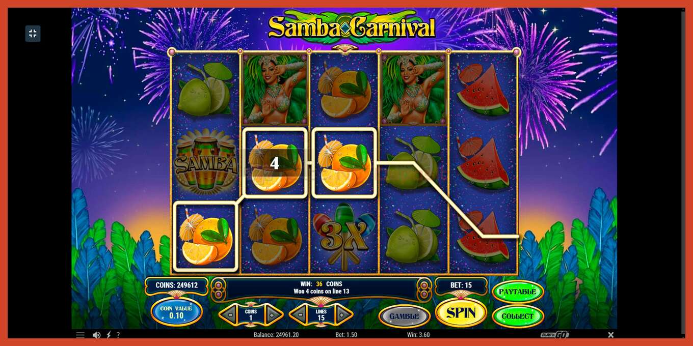 Slot screenshot: Samba Carnival no deposit, number - 9