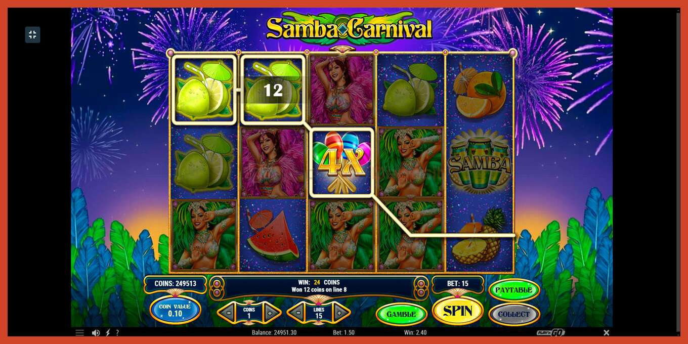 Slot screenshot: Samba Carnival no deposit, number - 10