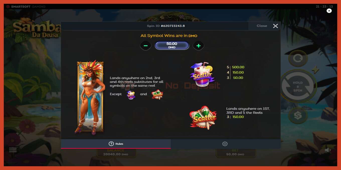 Slot screenshot: Samba Da Deusa no deposit, number - 5