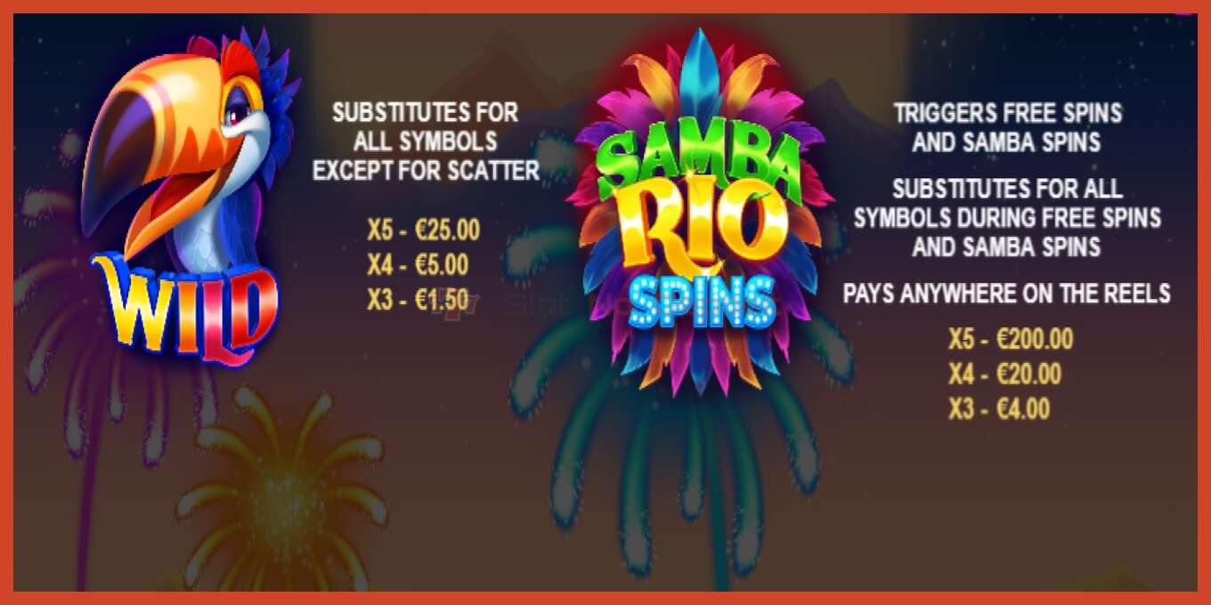 Slot screenshot: Samba Rio Spins no deposit, number - 4