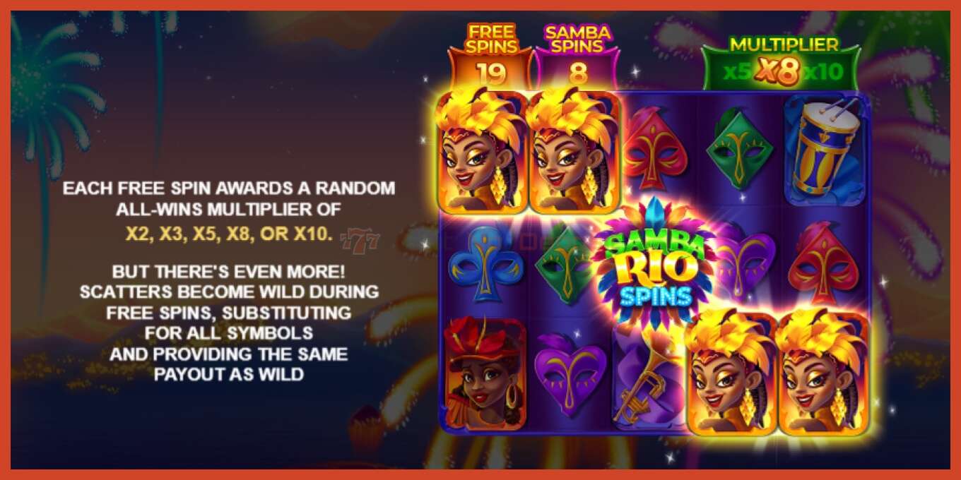 Slot screenshot: Samba Rio Spins no deposit, number - 6