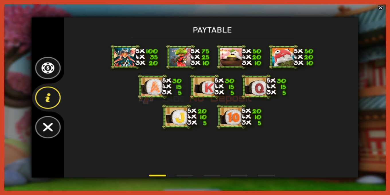 Slot screenshot: Samurai Sushi no deposit, number - 5