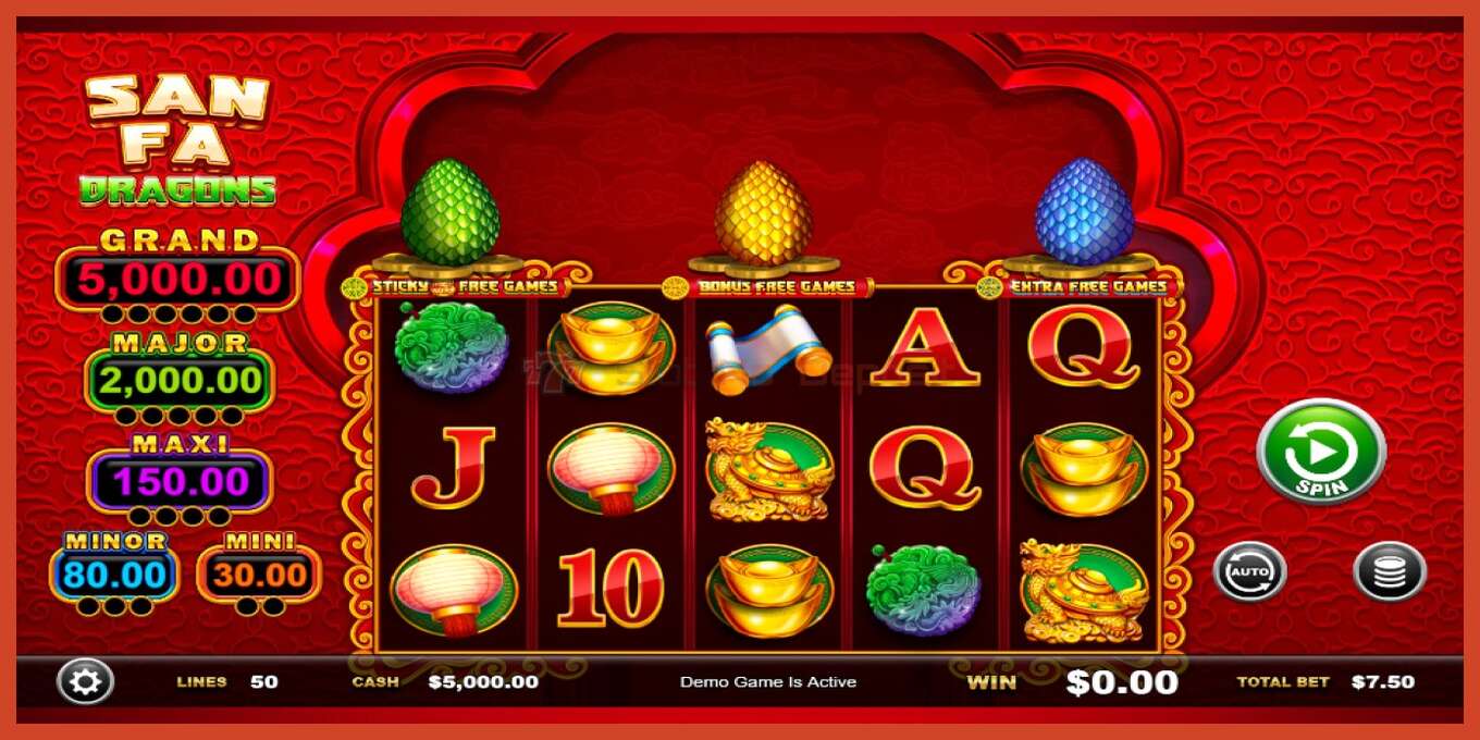 Slot screenshot: San Fa Dragons no deposit, number - 1