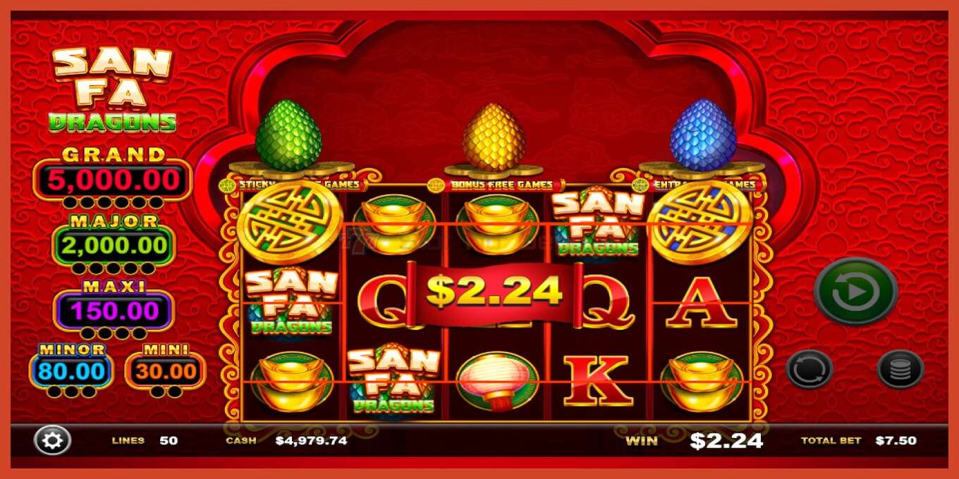 Slot screenshot: San Fa Dragons no deposit, number - 3