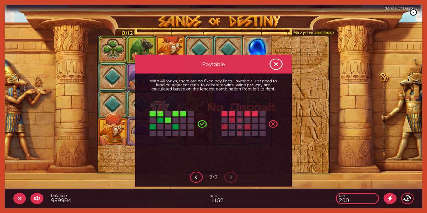 Slot screenshot: Sands of Destiny no deposit, number - 7