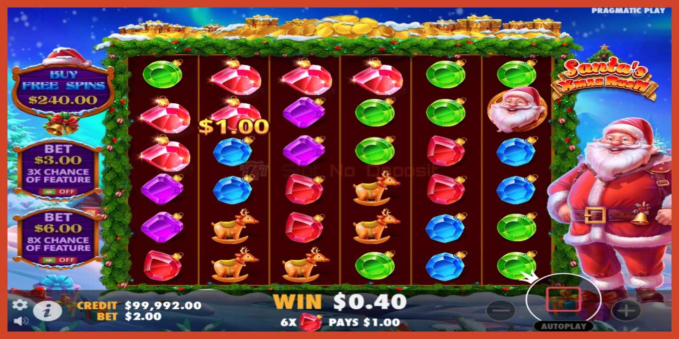 Slot screenshot: Santas Xmas Rush no deposit, number - 3