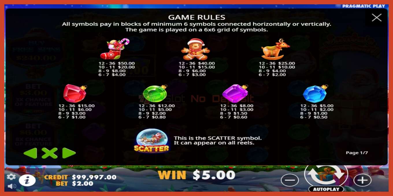 Slot screenshot: Santas Xmas Rush no deposit, number - 4