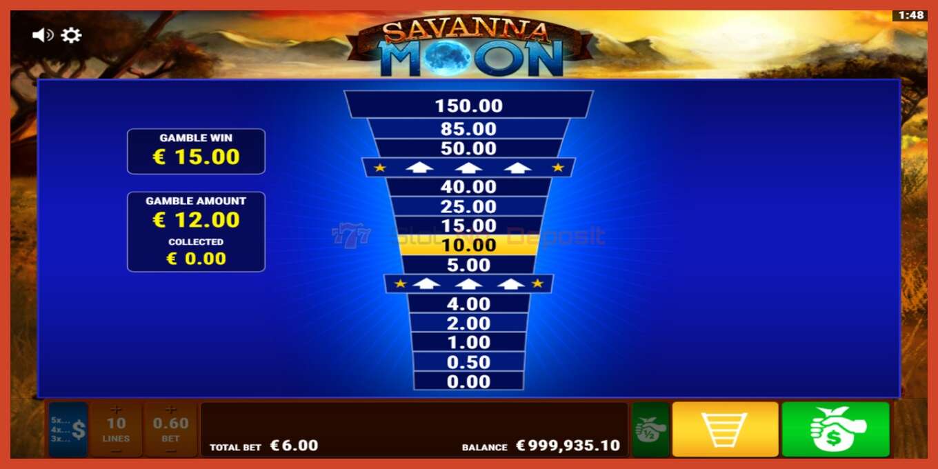 Slot screenshot: Savanna Moon no deposit, number - 4