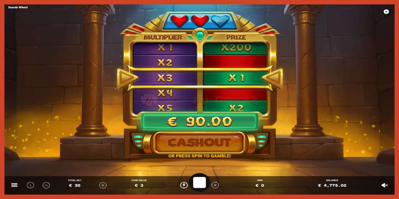 Slot screenshot: Scarab Wheel no deposit, number - 4