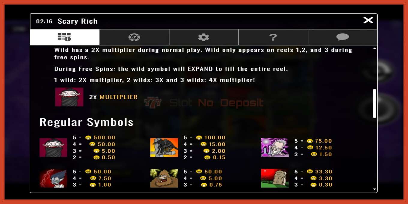 Slot screenshot: Scary Rich no deposit, number - 4