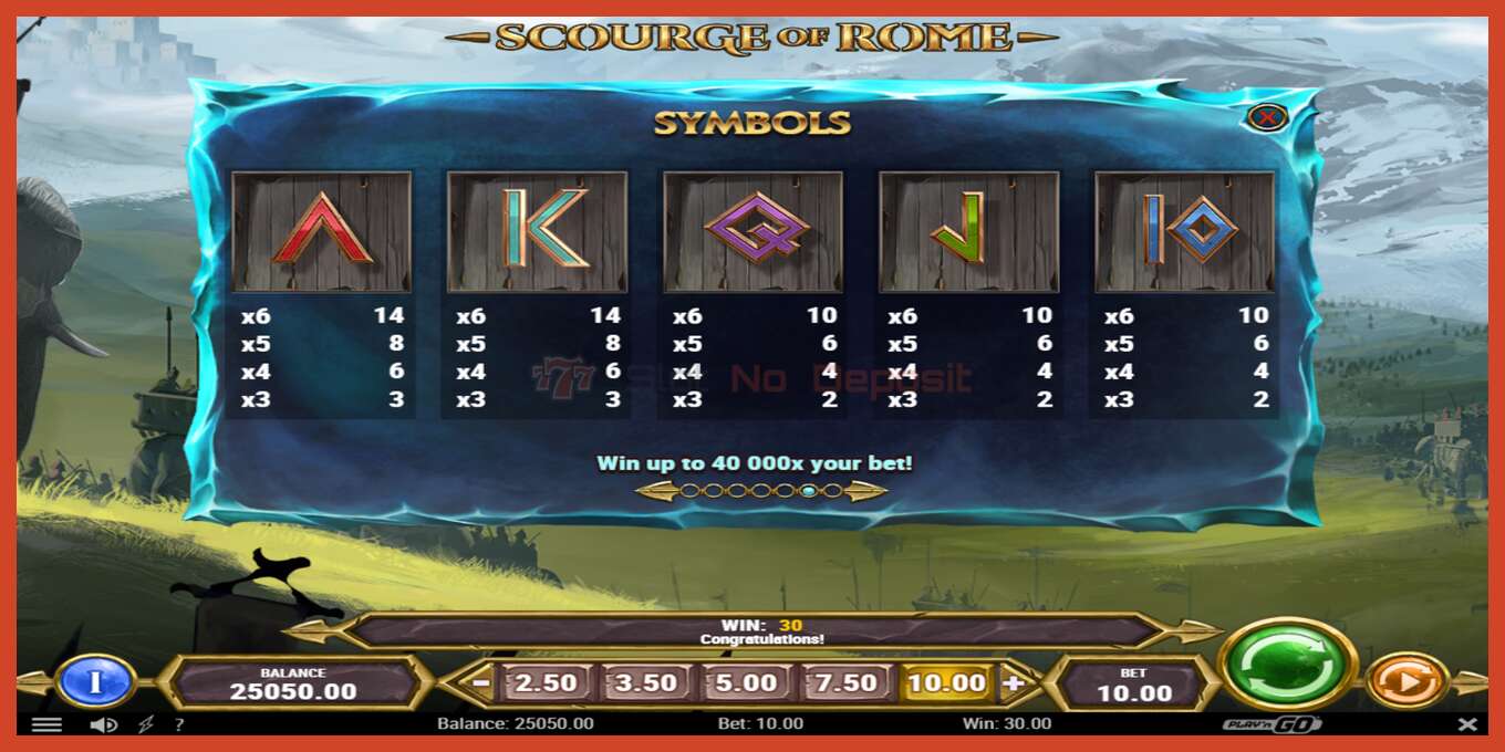 Slot screenshot: Scourge of Rome no deposit, number - 2