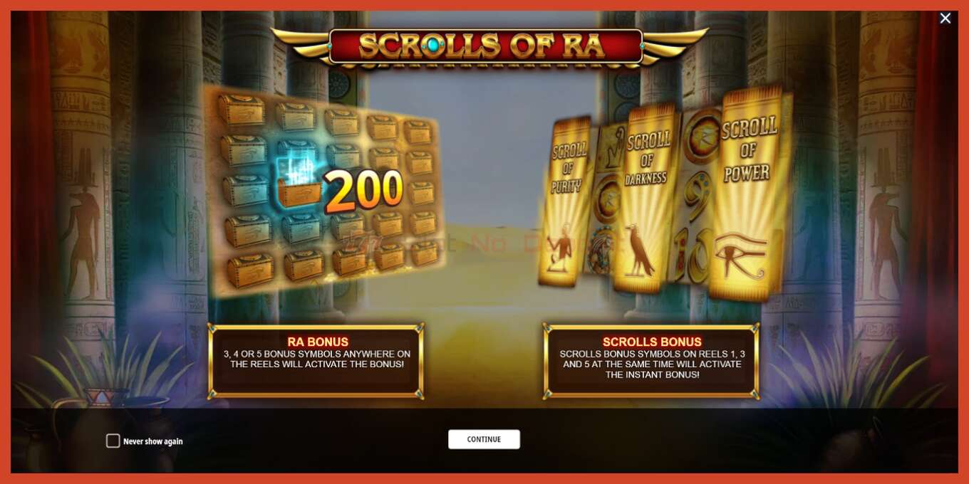 Slot screenshot: Scrolls of RA no deposit, number - 1