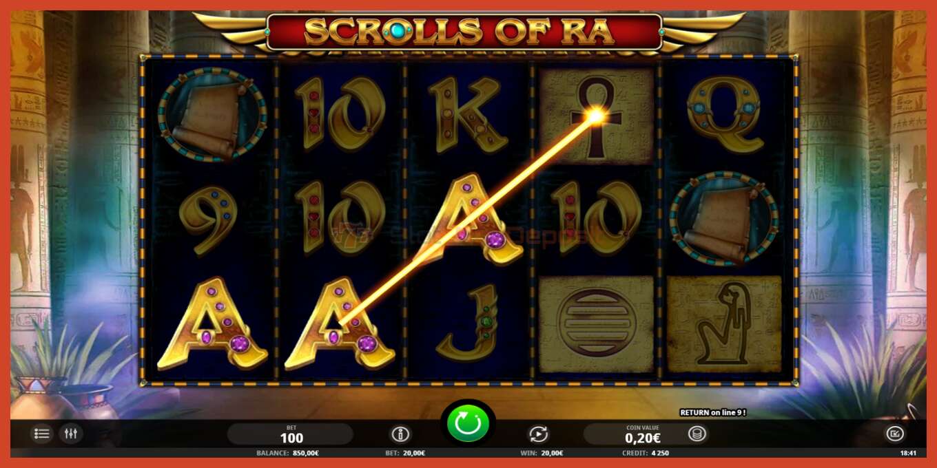 Slot screenshot: Scrolls of RA no deposit, number - 3