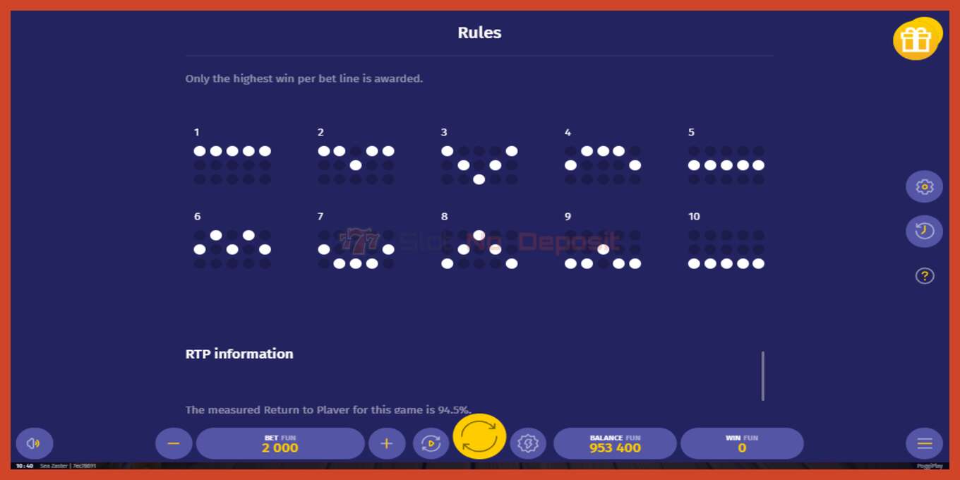 スロットのスクリーンショット: Seazaster デポジットなし, 番号 - 7