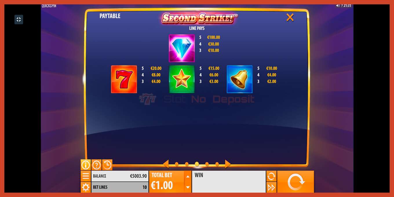 Slot screenshot: Second Strike no deposit, number - 7