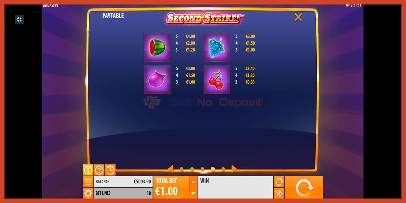 Slot screenshot: Second Strike no deposit, number - 8