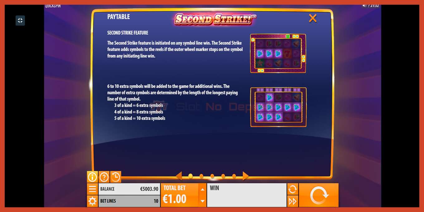 Slot screenshot: Second Strike no deposit, number - 10