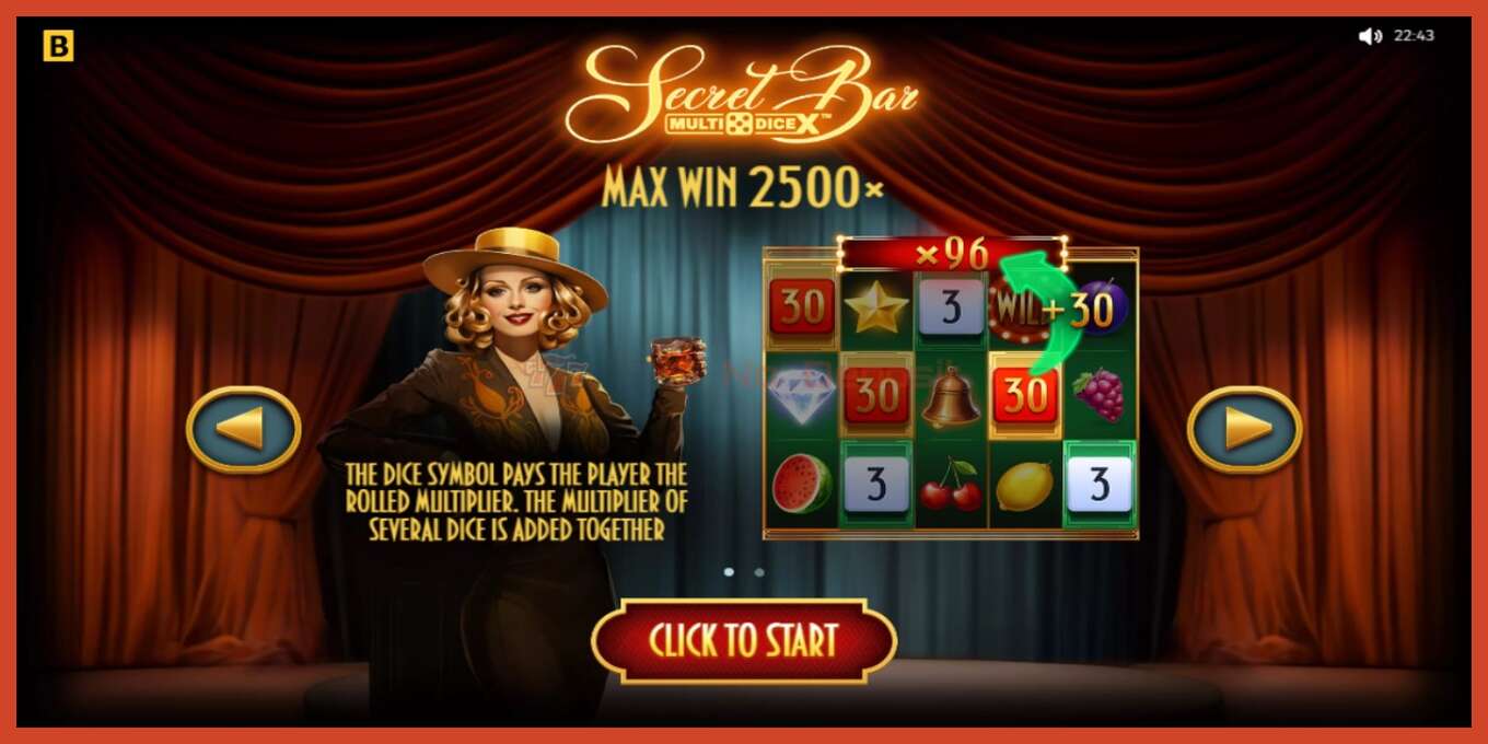 Tangkapan skrin slot: Secret Bar Multidice X tiada deposit, nombor - 1