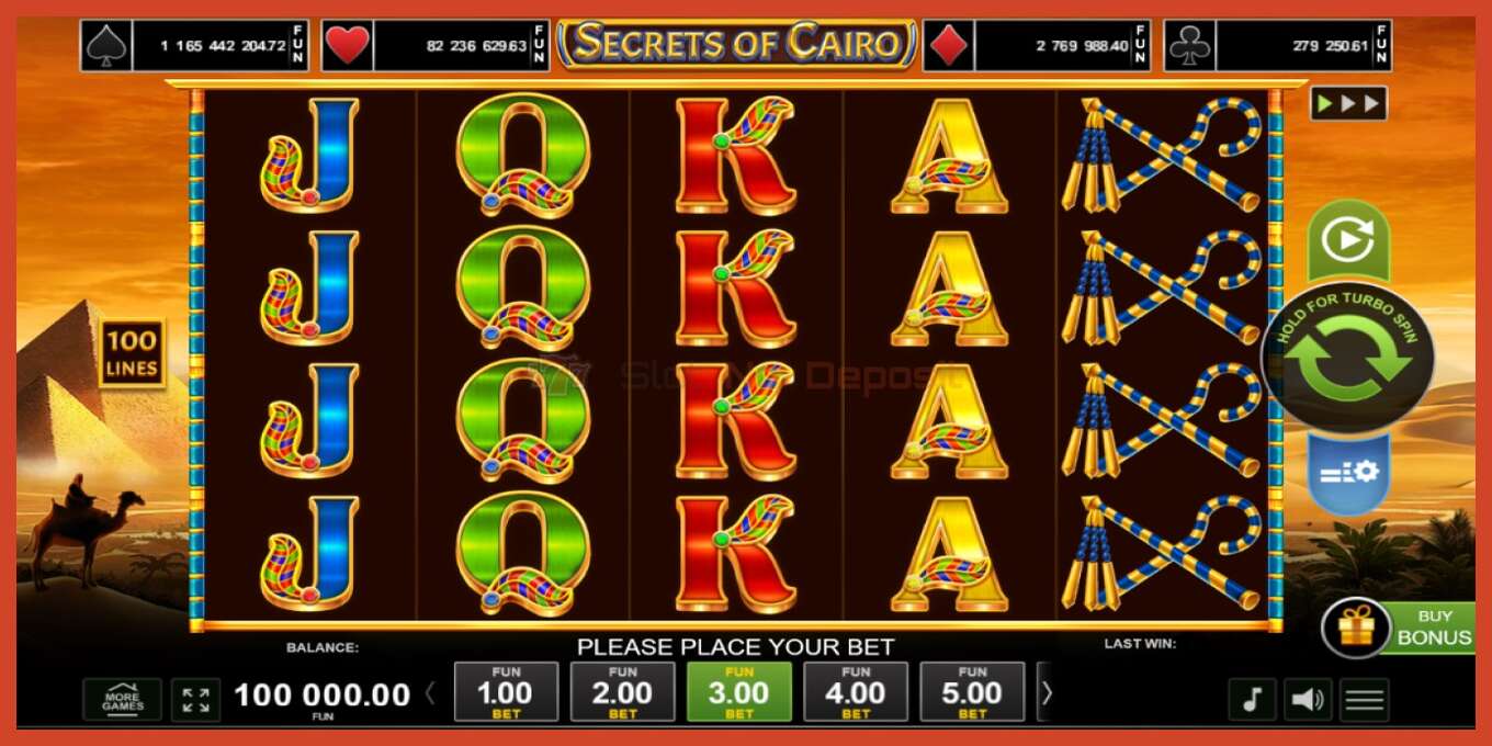 Slot screenshot: Secrets of Cairo no deposit, number - 1