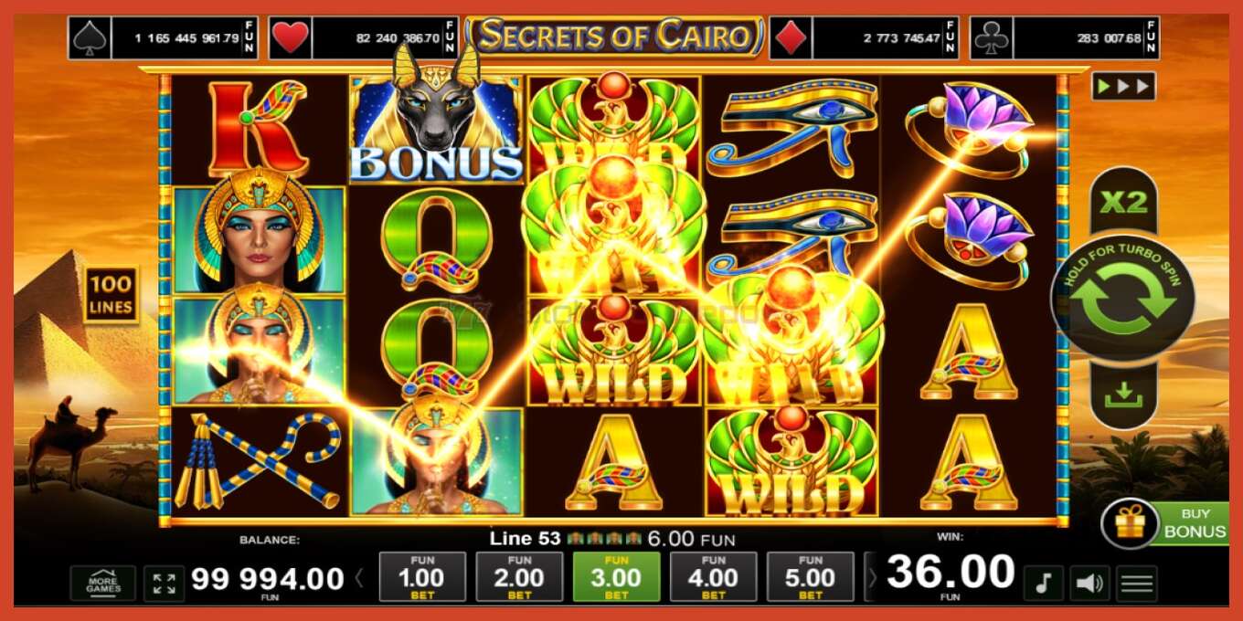 Slot screenshot: Secrets of Cairo no deposit, number - 2