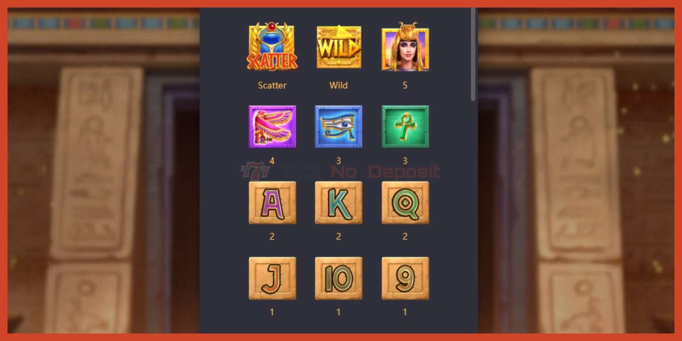 Slot screenshot: Secrets of Cleopatra no deposit, number - 6