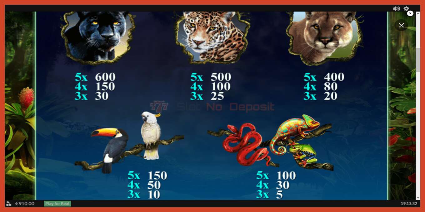 Slot screenshot: Secrets of the Amazon no deposit, number - 6