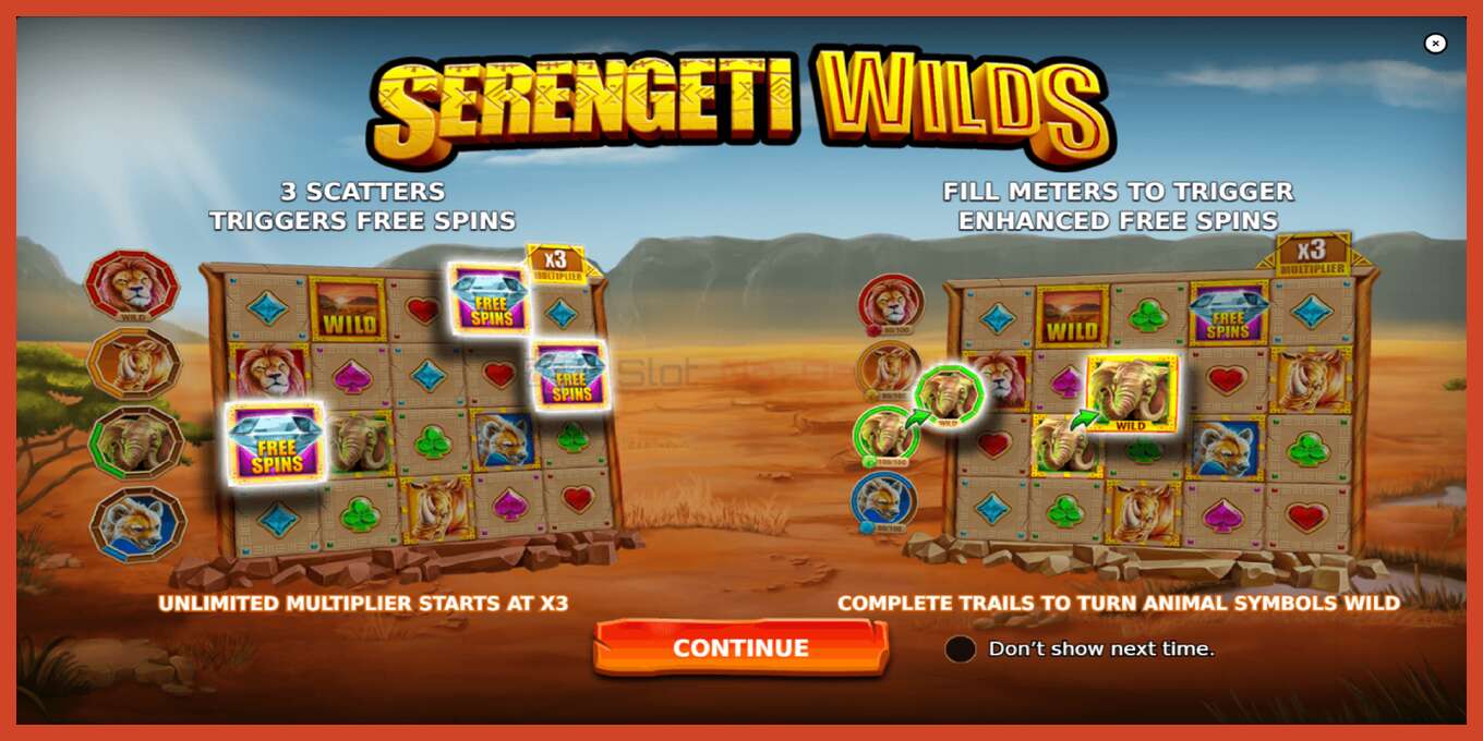 Slot screenshot: Serengeti Wilds no deposit, number - 1