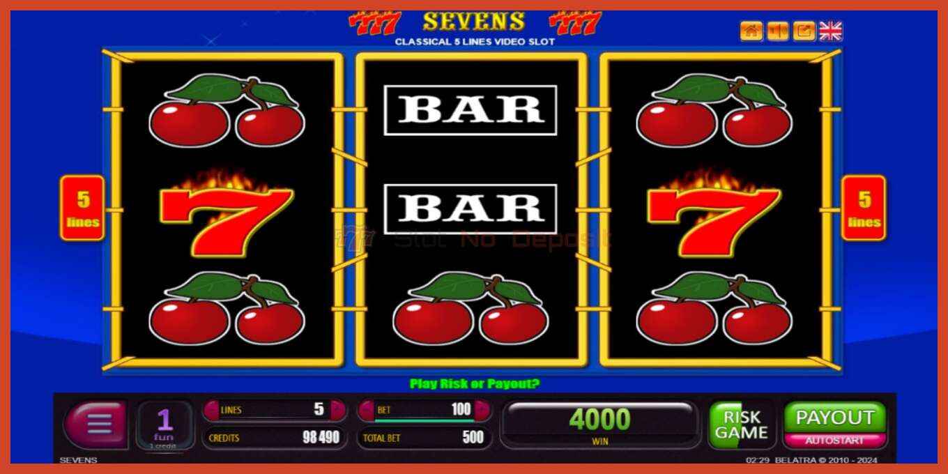 Slot screenshot: Sevens no deposit, number - 2