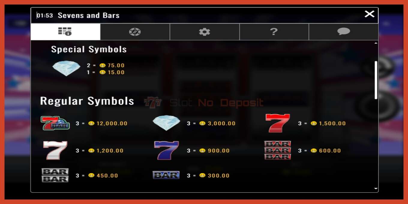 Slot screenshot: Sevens and Bars no deposit, number - 2