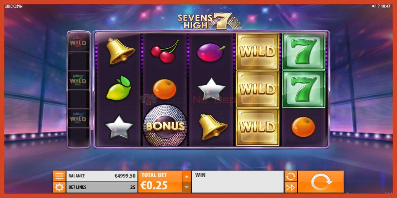 Slot screenshot: Sevens High no deposit, number - 2