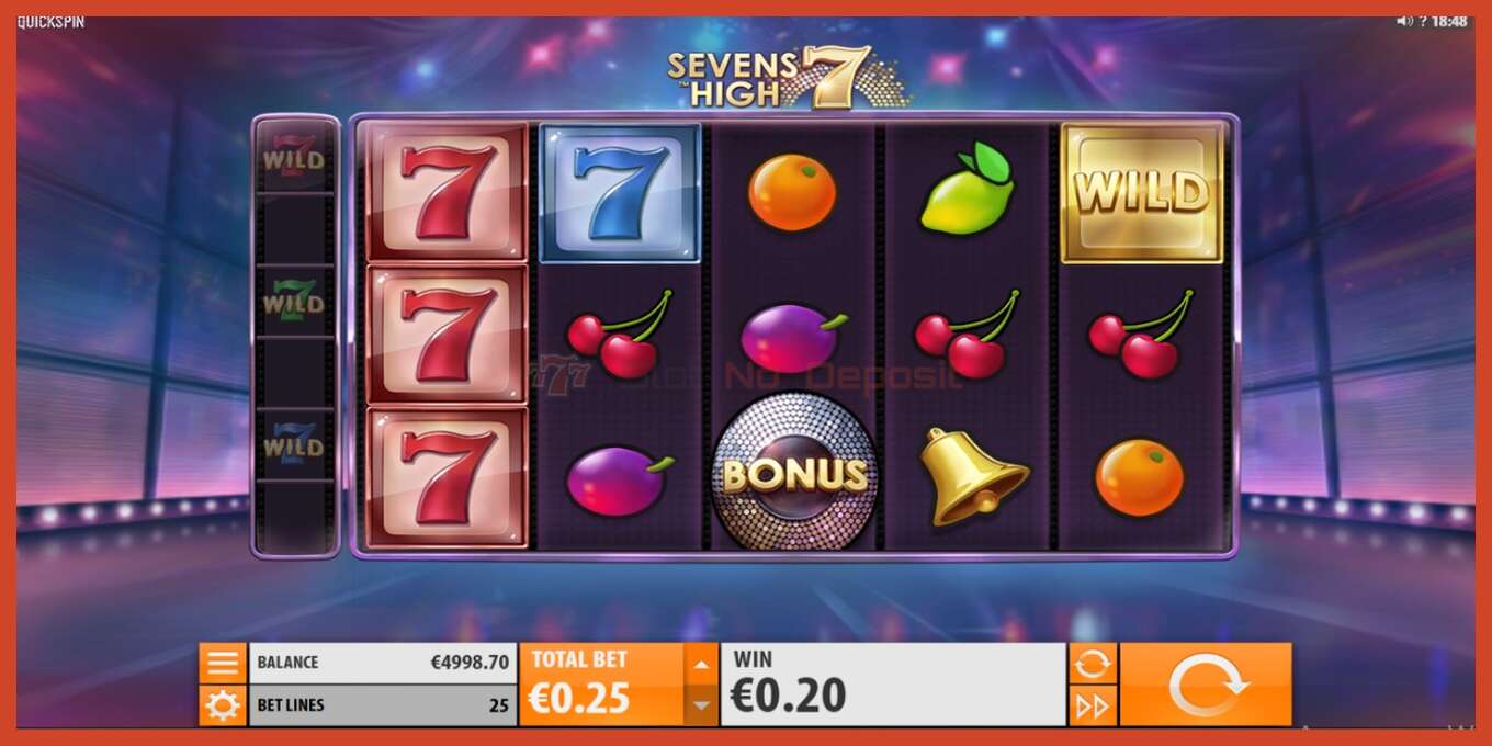 Slot screenshot: Sevens High no deposit, number - 3