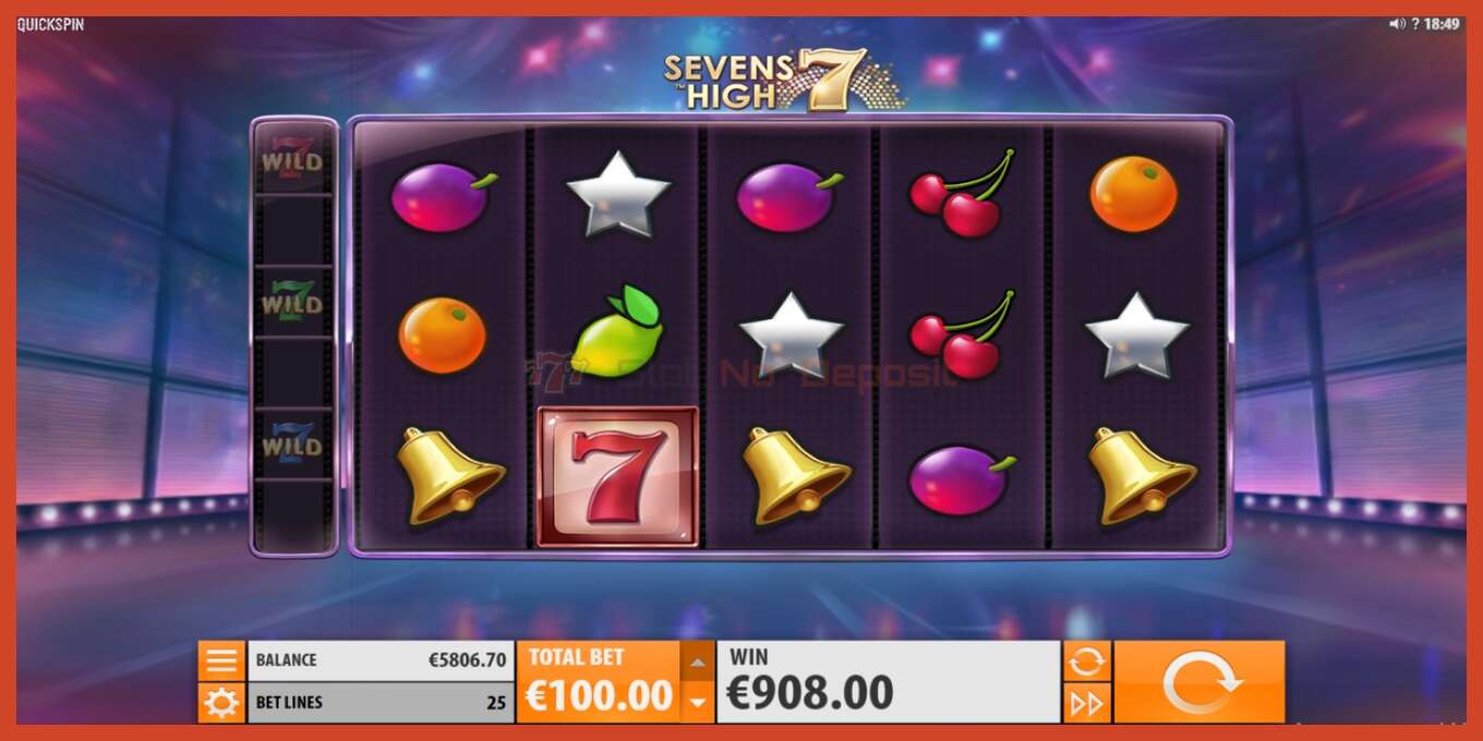 Slot screenshot: Sevens High no deposit, number - 5