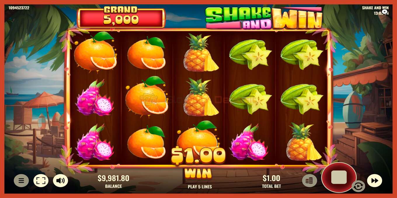 স্লট স্ক্রিনশট: Shake and Win কোন আমানত, সংখ্যা - 3