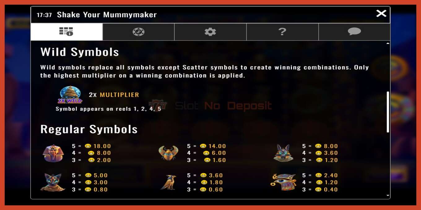 Slot screenshot: Shake Your Mummymaker no deposit, number - 5